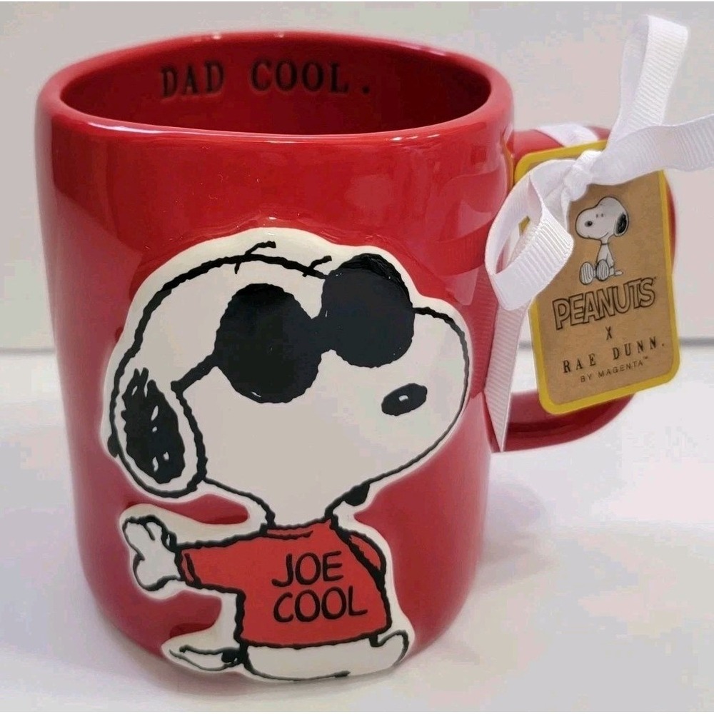 NEW Snoopy Joe Cool 3D "DAD COOL" Rae Dunn‎ Red 19oz Mug Father's Day Gift